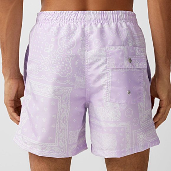 Bather Bandana Smiley Swim Shorts Purple / White - Picture 2 of 5